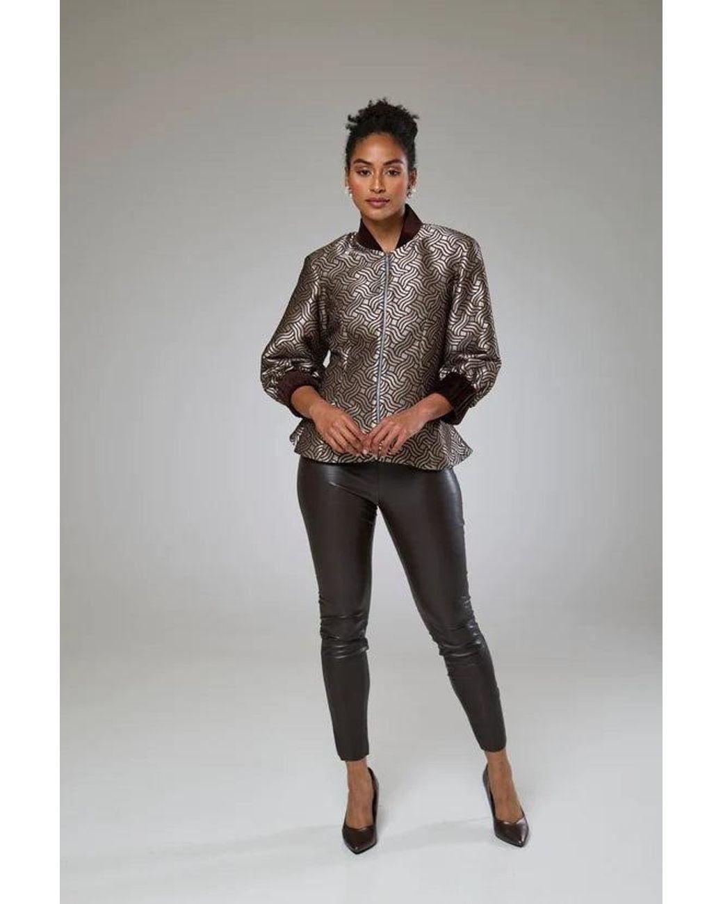 Lioness by Tf Brown Dazzle Chocolate Shimmery Fitted Jacket Blouse