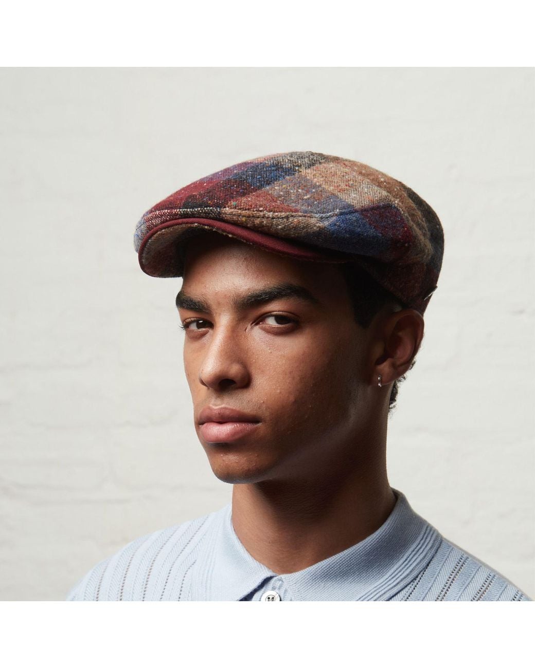 Dasmarca Hats Brown Tailor Checks Ukranian Tweed Wool Cap For for men