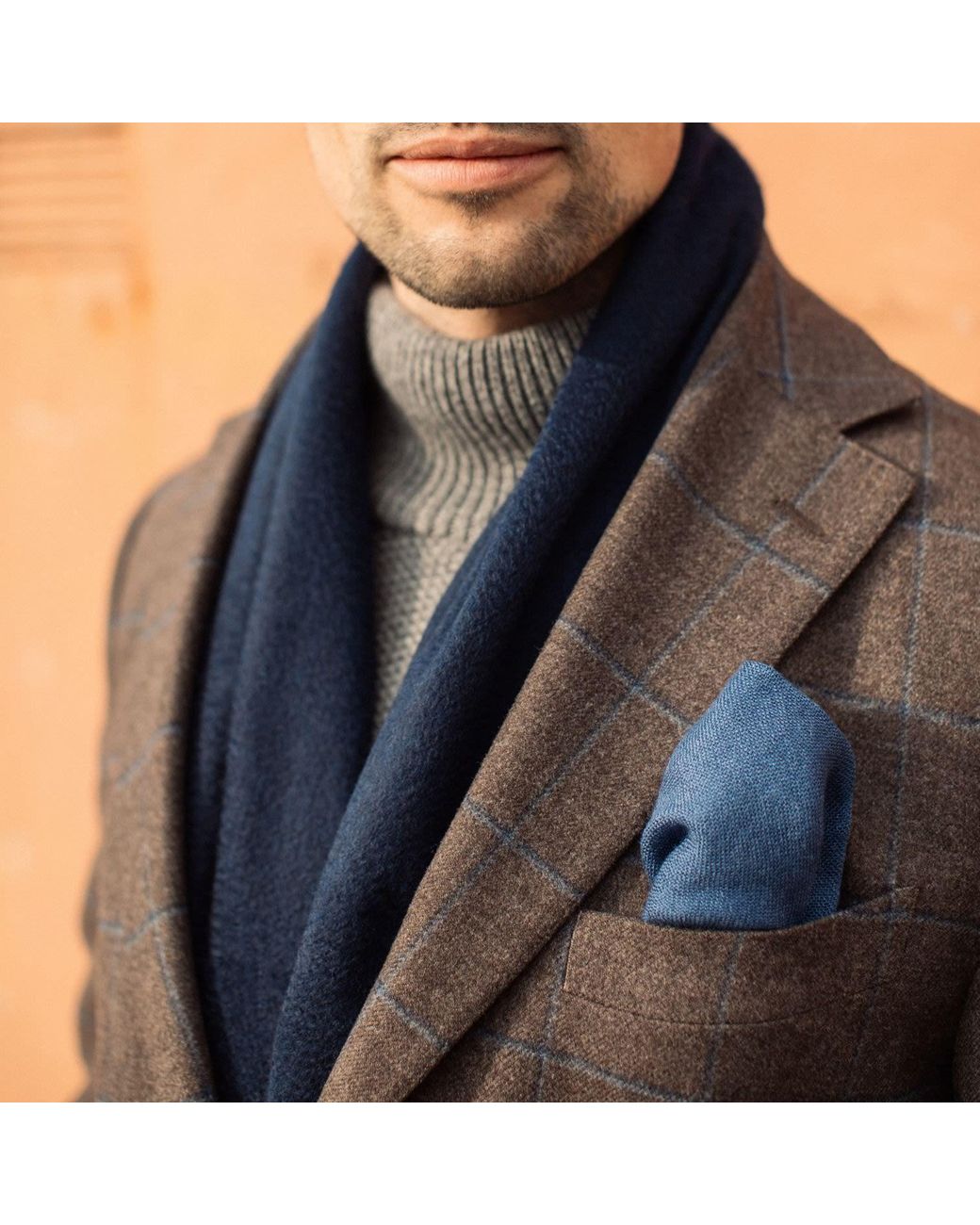 Kinalba Blue Oban Cashmere Scarf for men