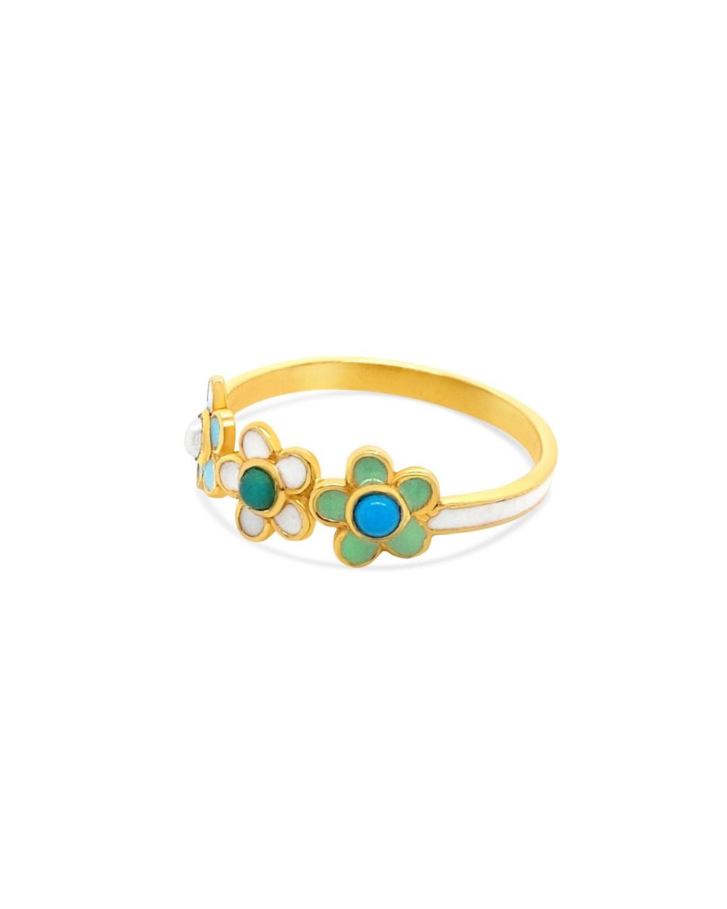 GEM BAZAAR Yellow Fleury Flower Band Ring