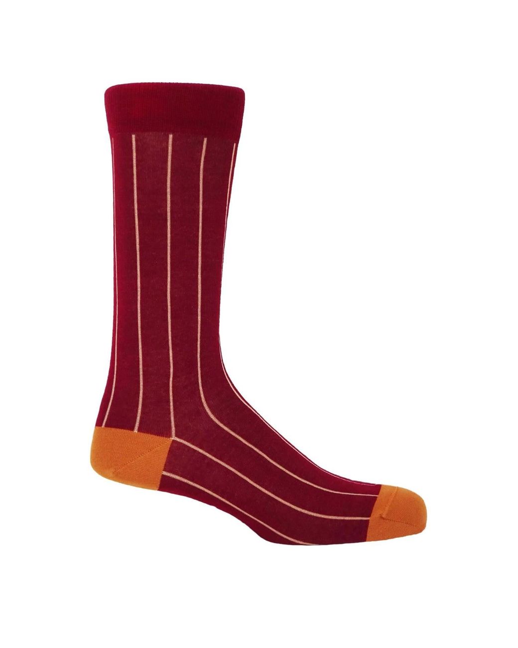 Peper Harow - Made in England Red Crimson Pin Stripe Socks for men