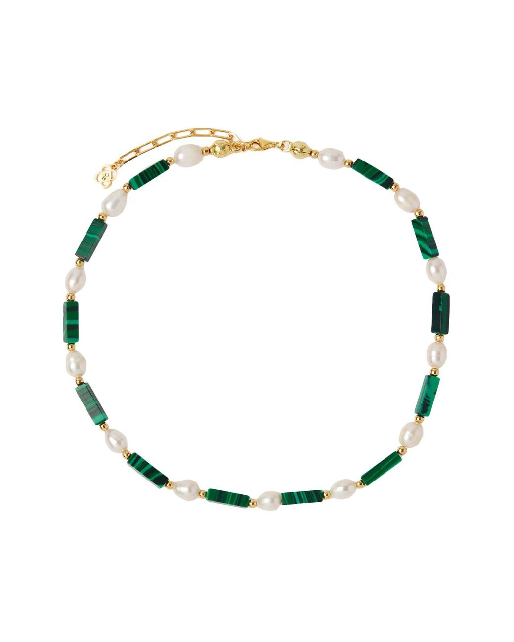 Ottoman Hands Delos Pearl & Green Beaded Necklace in Metallic | Lyst