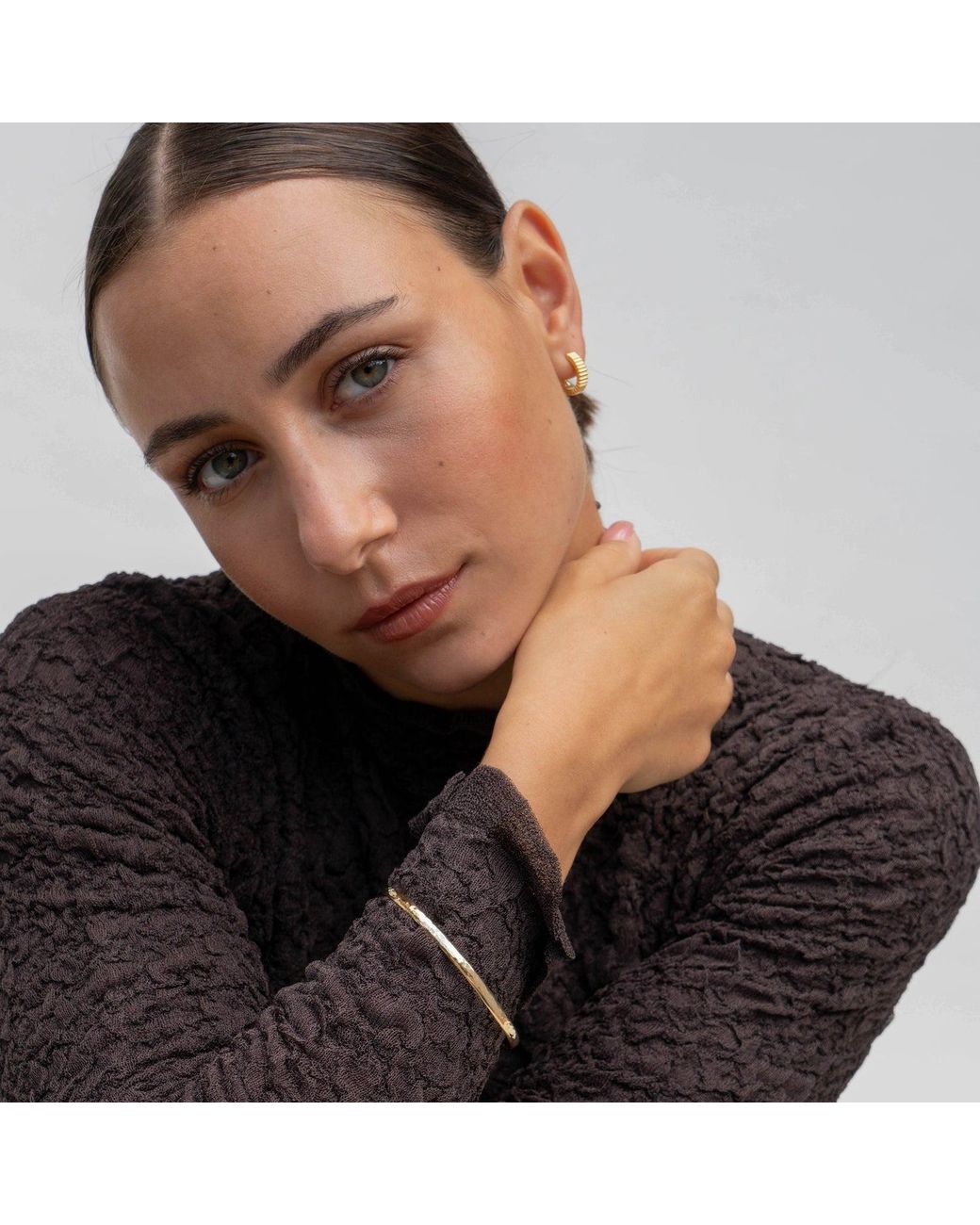 Dower & Hall Metallic Medium Humbug Huggie Hoops
