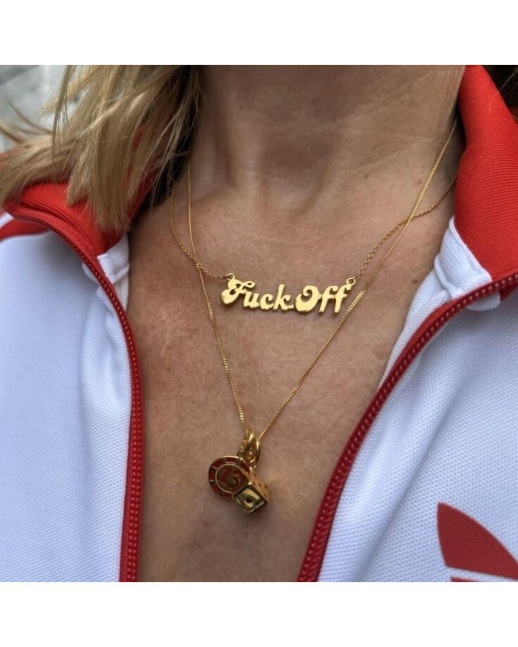 True Rocks Metallic 18Kt-Plated Fuck Off Necklace for men