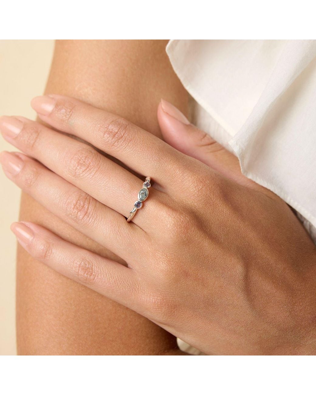 Isla Silver Multicolor Dainty Iolite & Topaz Ring