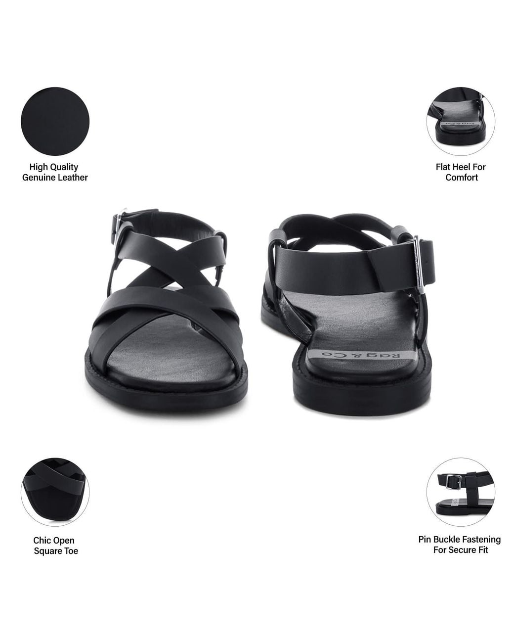 Rag & Co Blue Kapaka Real Leather Flat Gladiator Sandals
