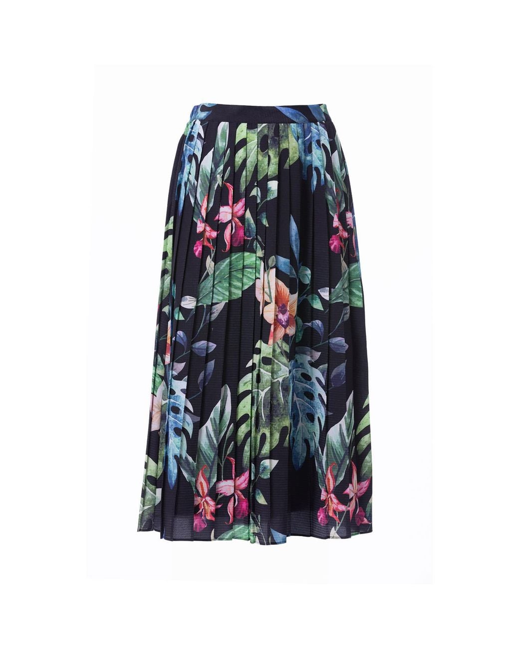 Carloslines Blue Pleated Midi Skirt