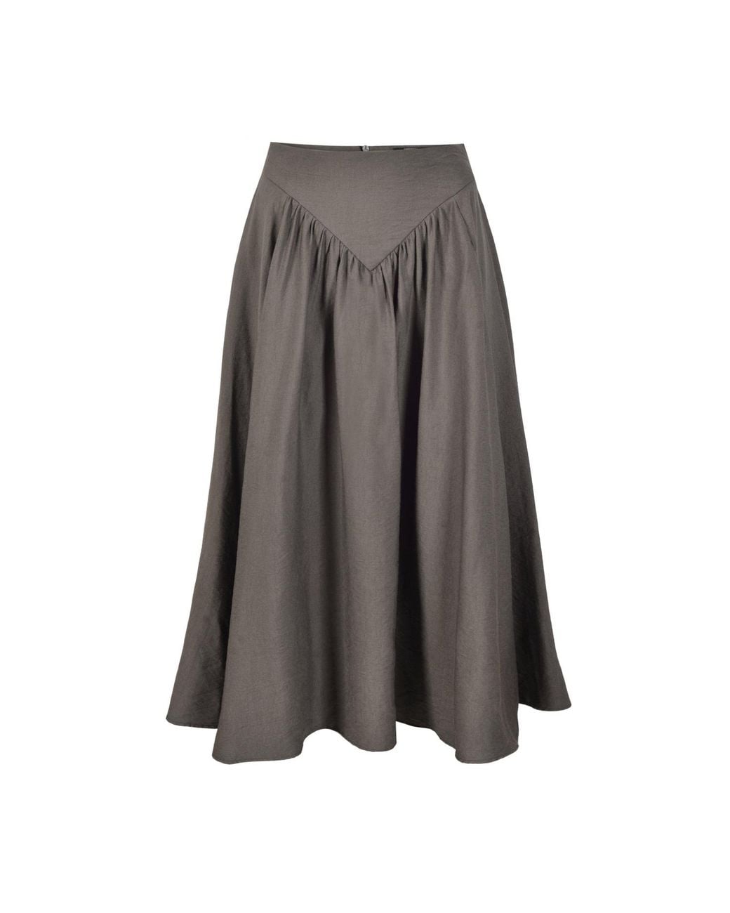 Oh!Zuza Gray Neutrals Echo Viscose Midi Skirt With Pockets – Cocoa
