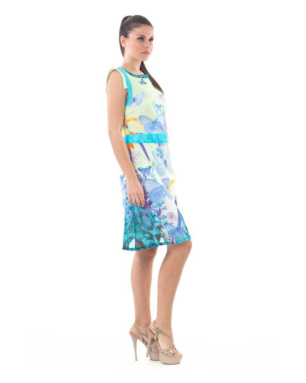 Conquista Blue Floral Poplin Dress