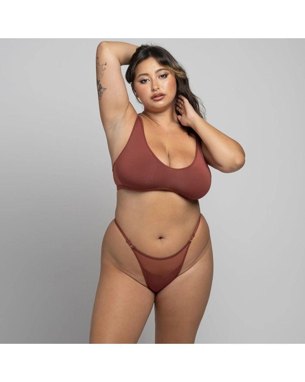 MONIQUE MORIN LINGERIE Brown Core Scoop Neck Bralette Sugar