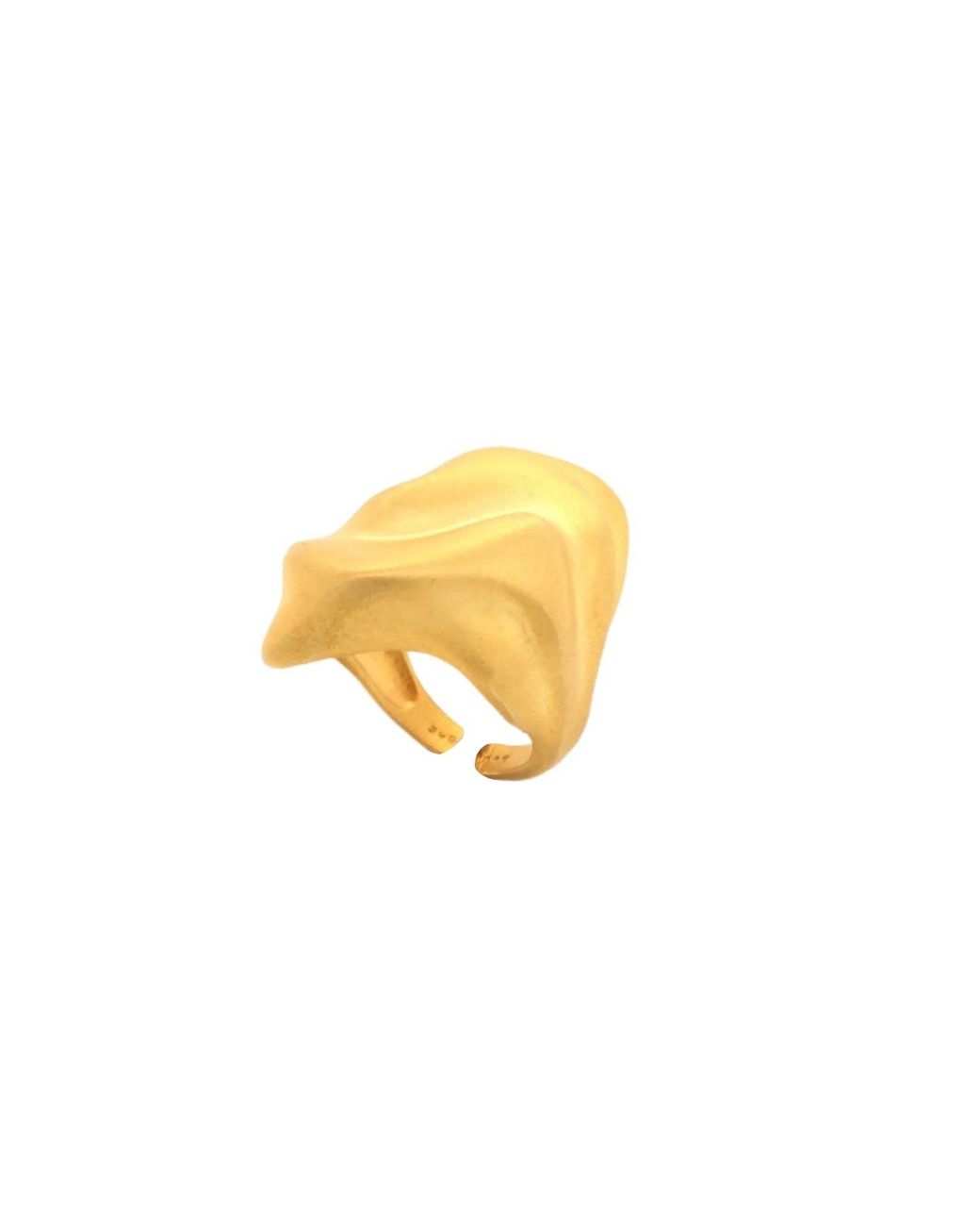 LINYA JEWELLERY Yellow Matte Hammered Big Ring