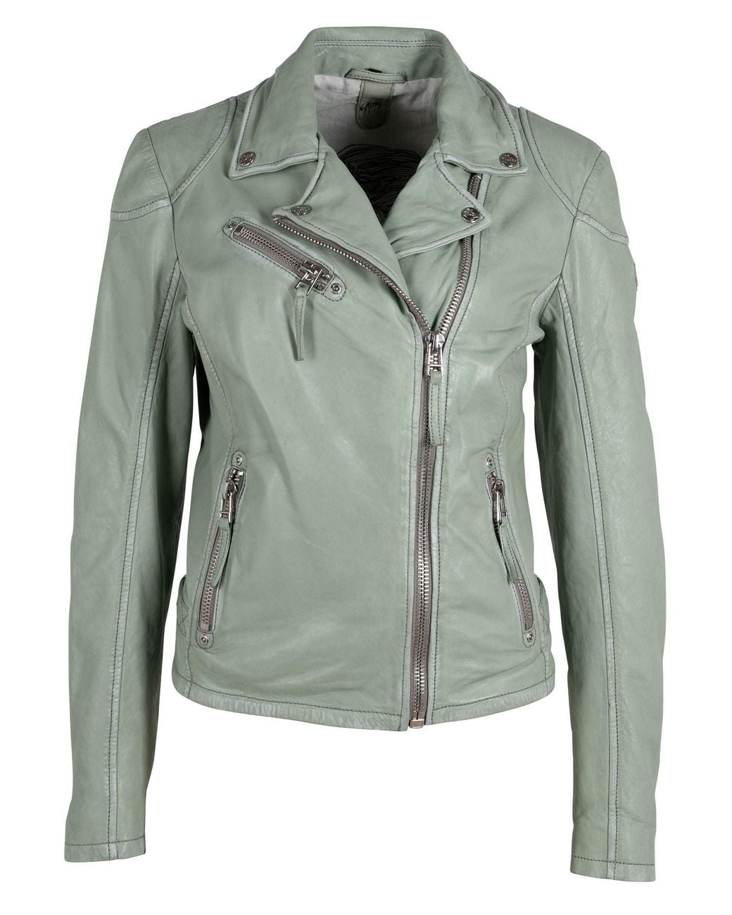Mauritius Green Moto Leather Jacket Sofia Frosty