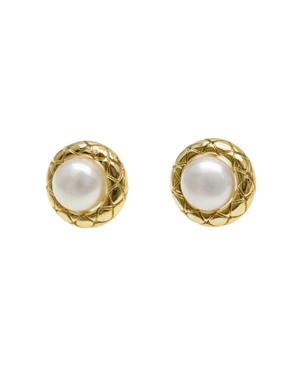 Farra Metallic Minimalist Round Freshwater Pearls Stud Earrings