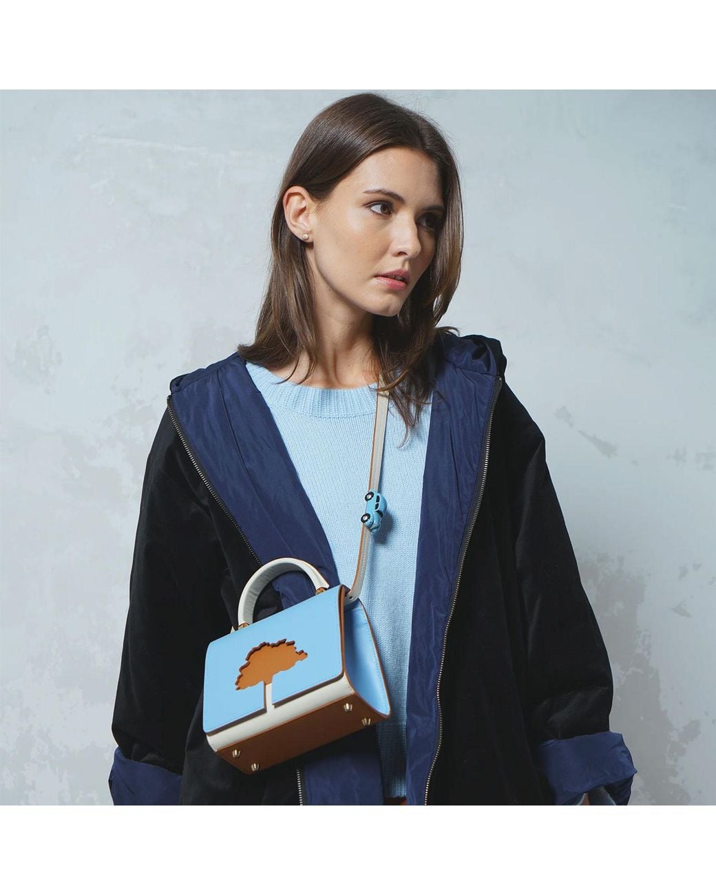 Absurde Blue One Way Small Leather Shoulder Bag