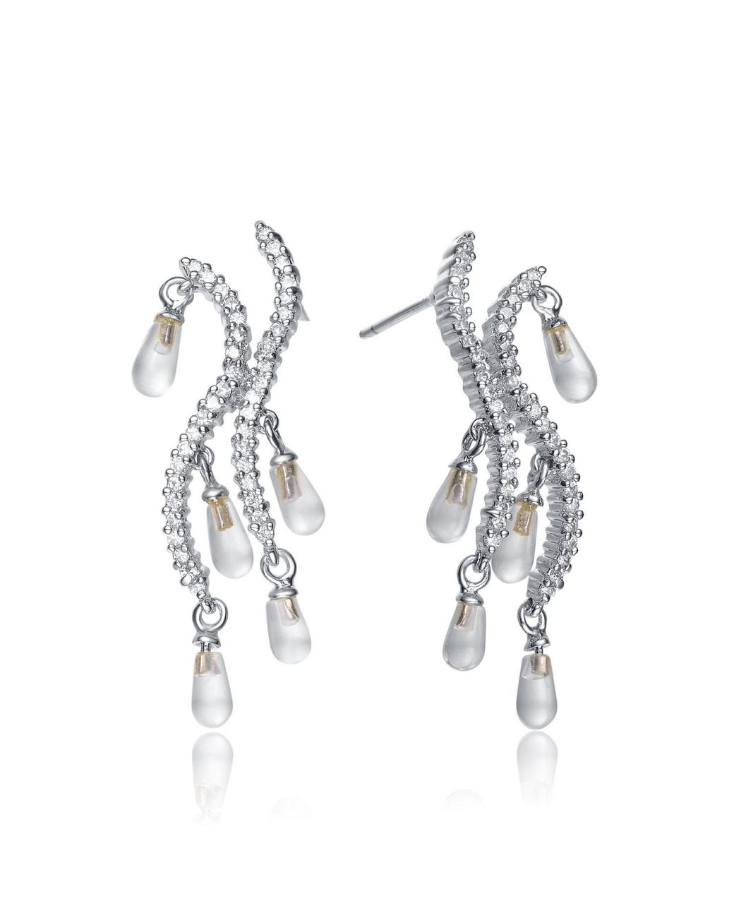 Genevive Jewelry Metallic Sterling Cubic Zirconia Scribble Earrings