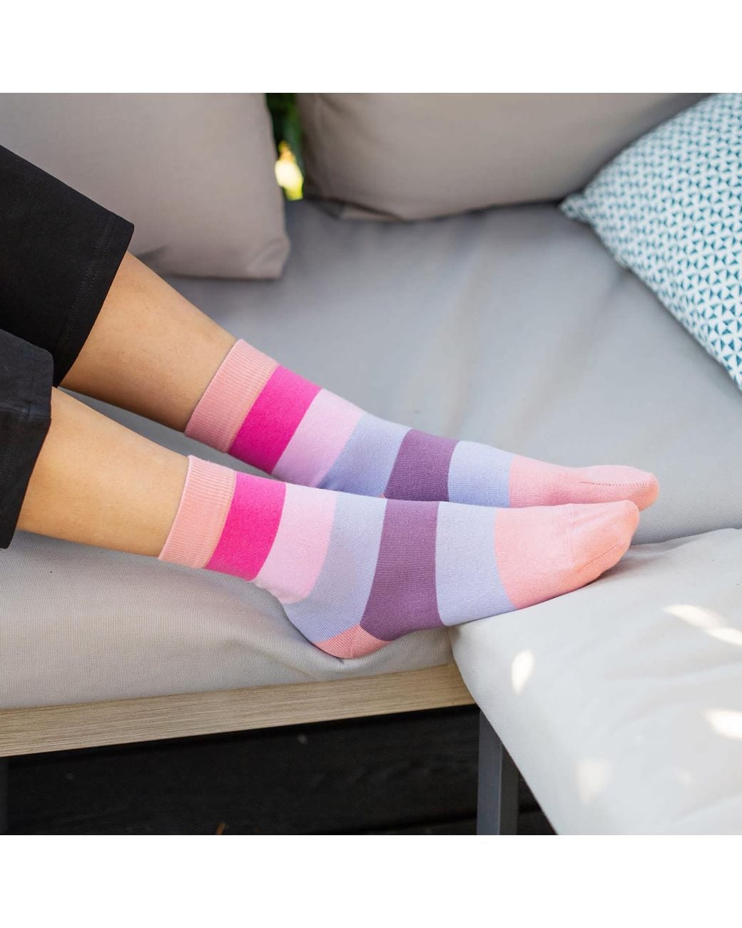 Peper Harow - Made in England Pink Block Stripe Socks – Peony