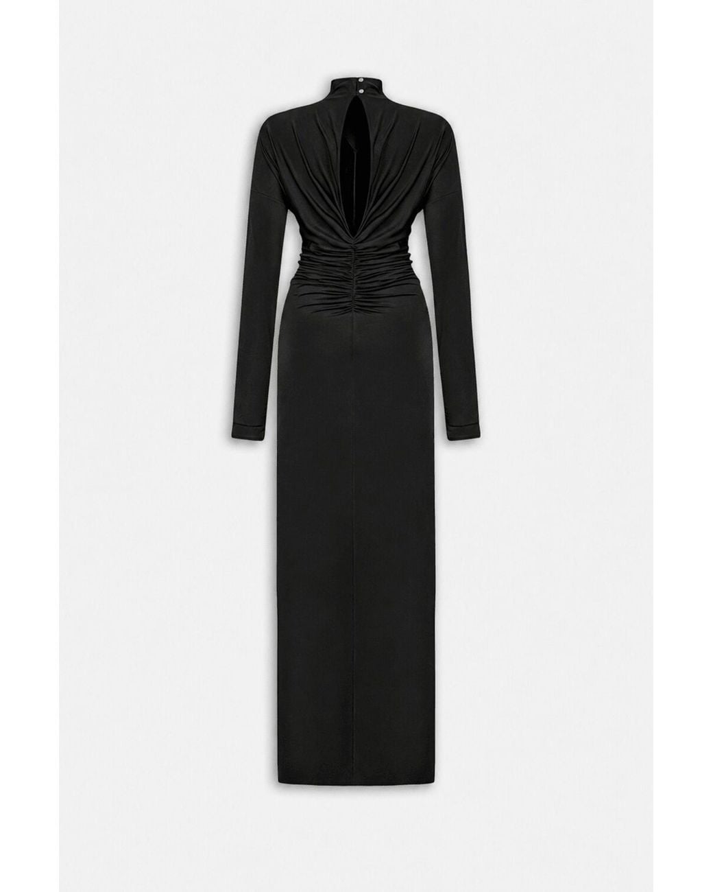 Nocturne Black Stone Detail Draped Maxi Dress