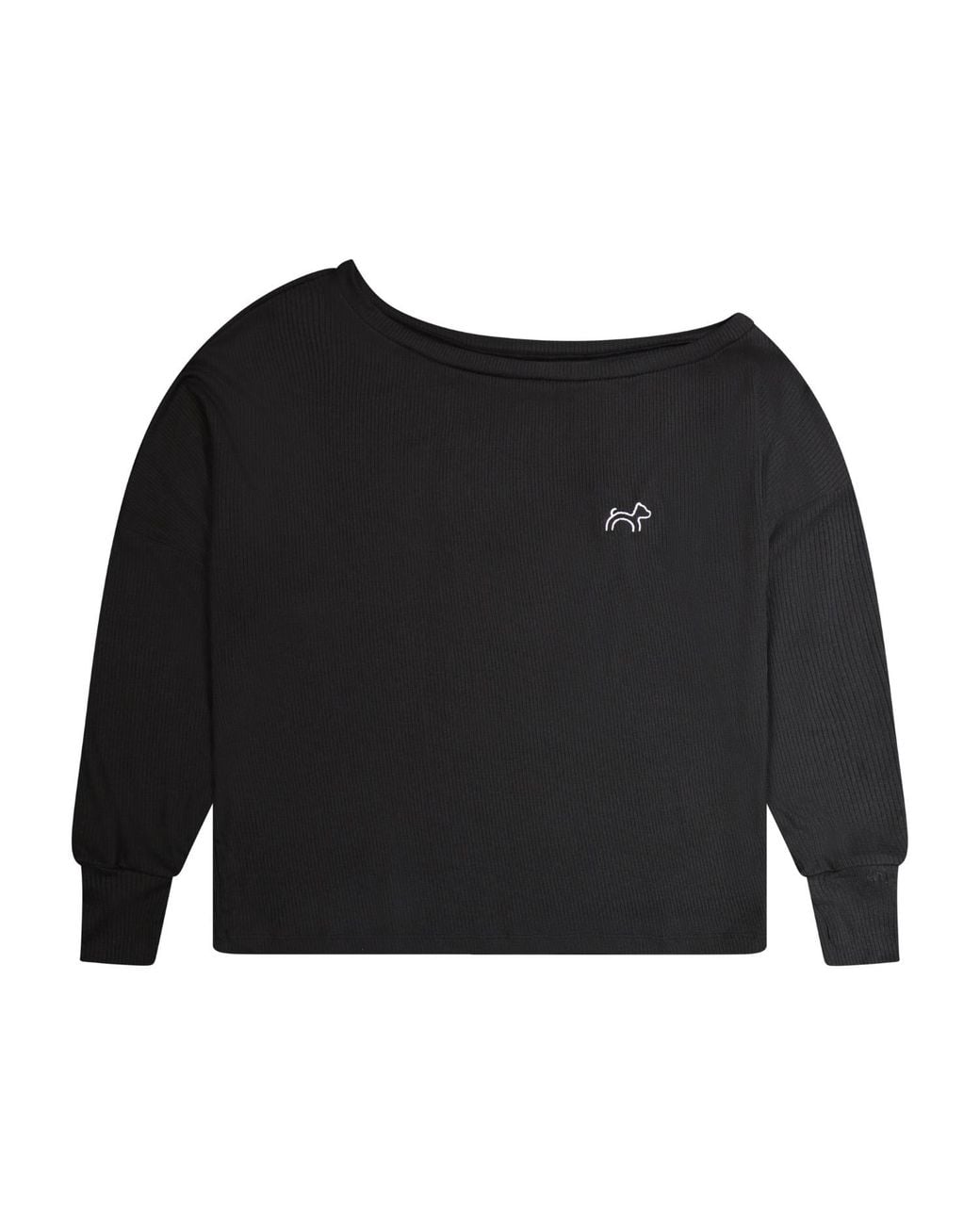 Cloud Haven Black Off The Shoulder Relaxed Logo Tee
