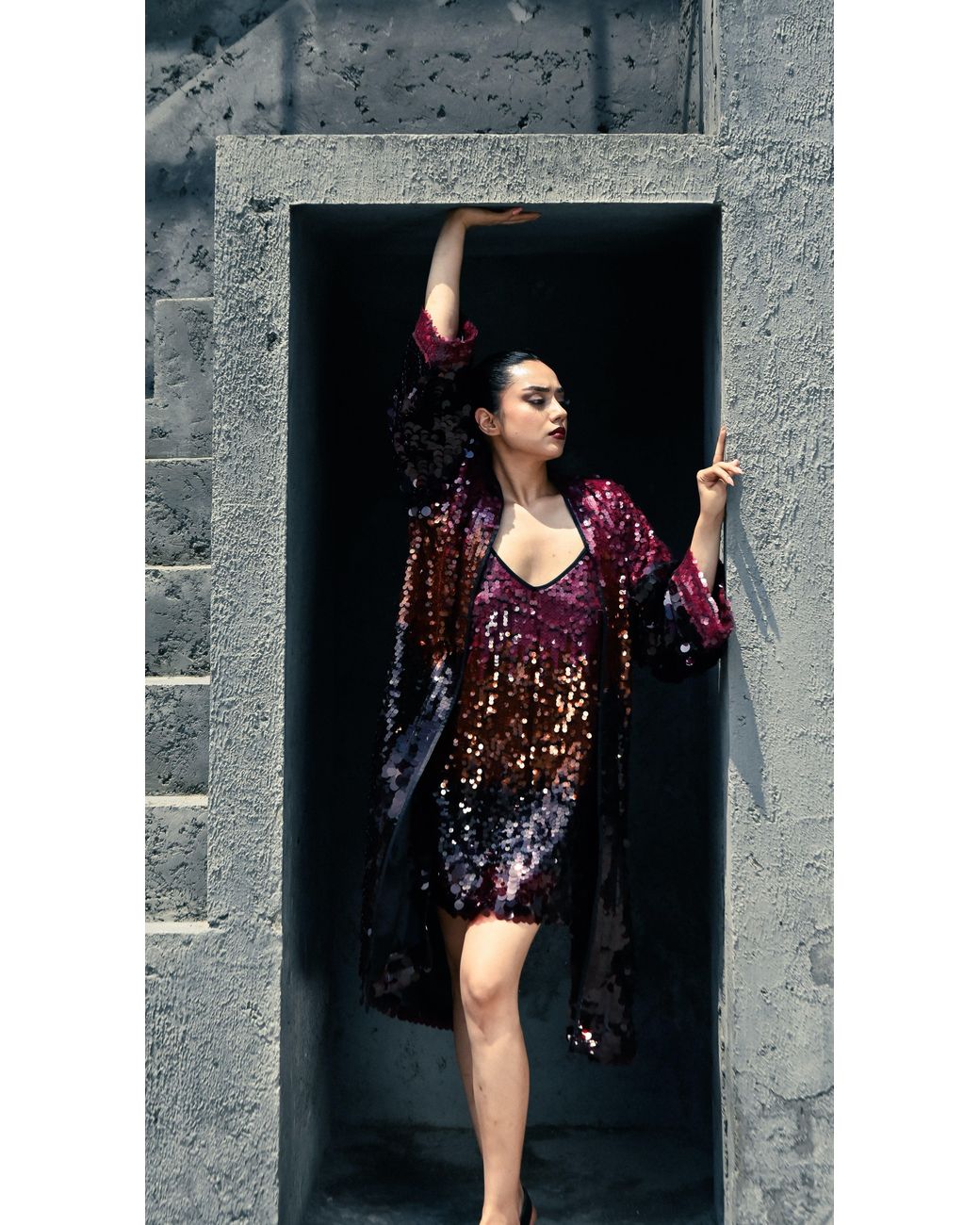 Any Old Iron Red Radiant Sequin Short Dress