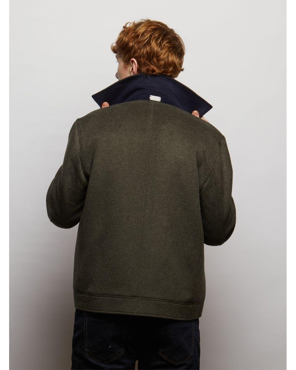 Guards London Green Steele Wool Blend Zip Front Short Jacket for men