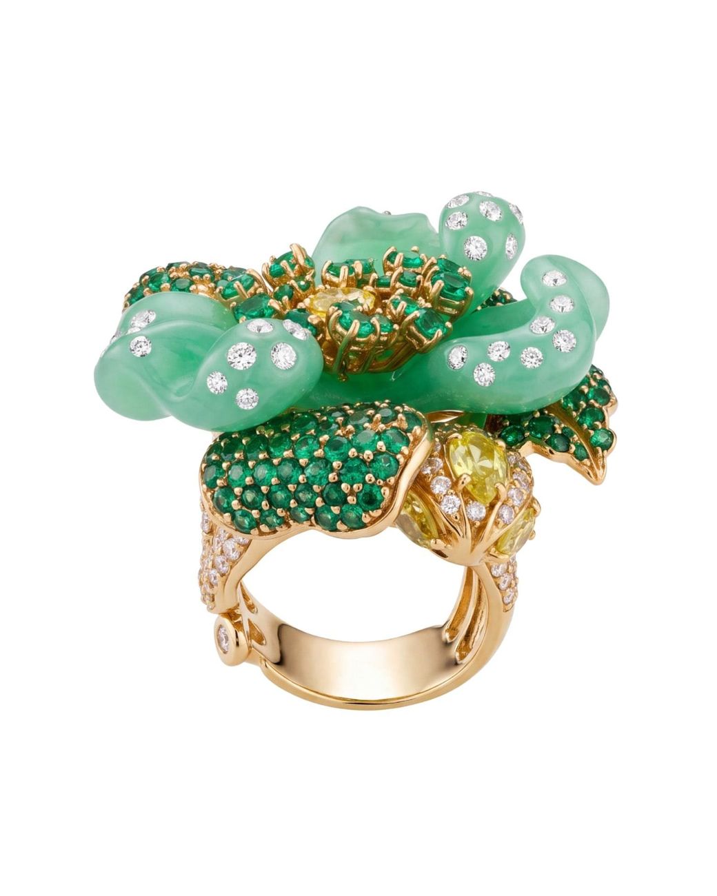 Latelita London Black Jade Rose Flower Cocktail Ring