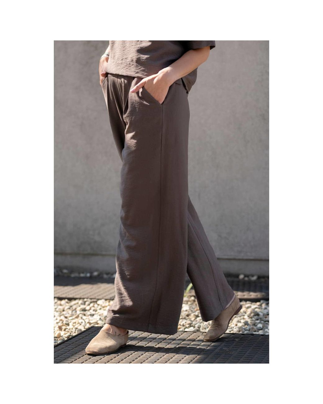 Oh!Zuza Brown Neutrals Echo Wide-Leg Viscose Trousers – Cocoa