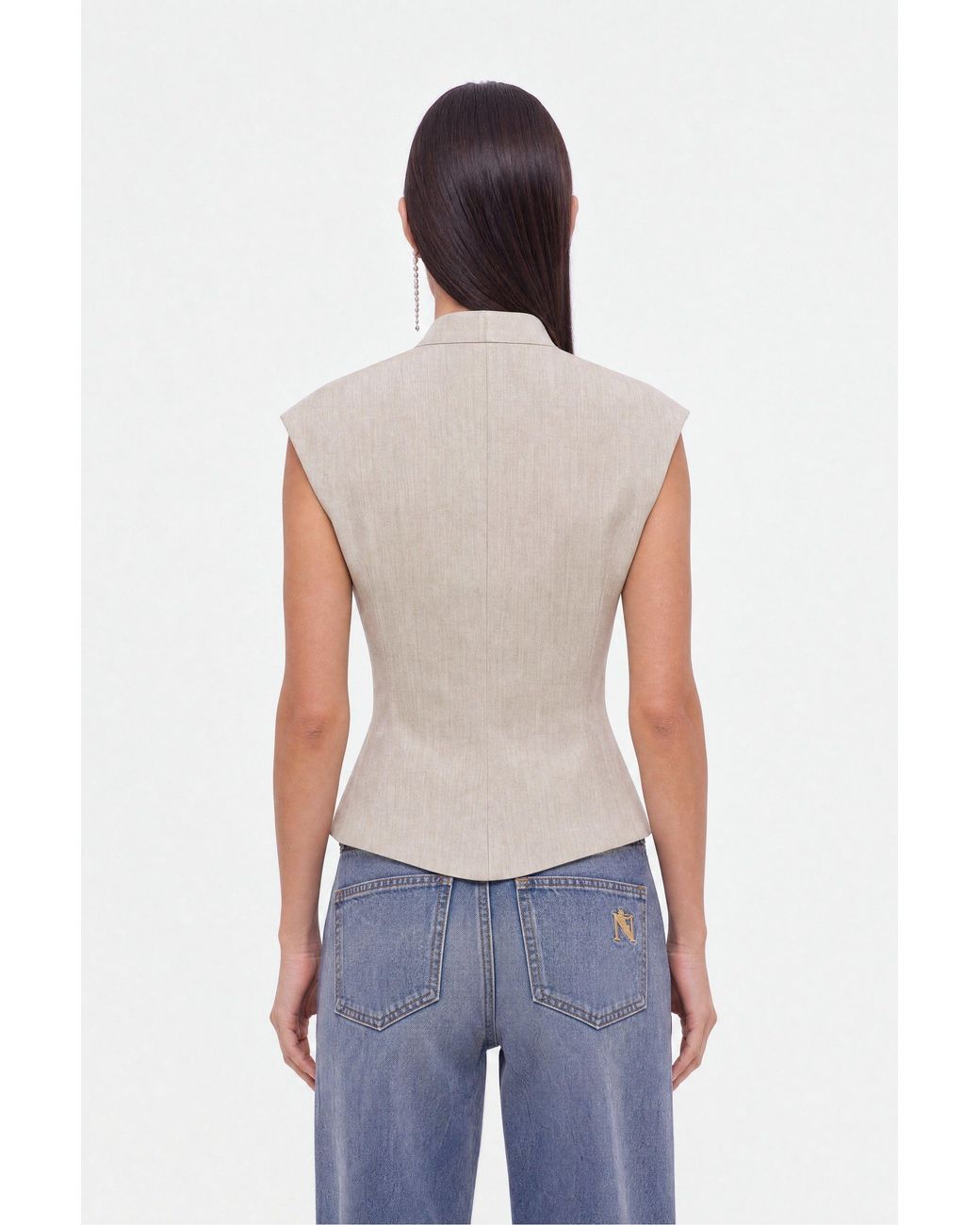 Nocturne Gray Neutrals Asymmetric Button Vest