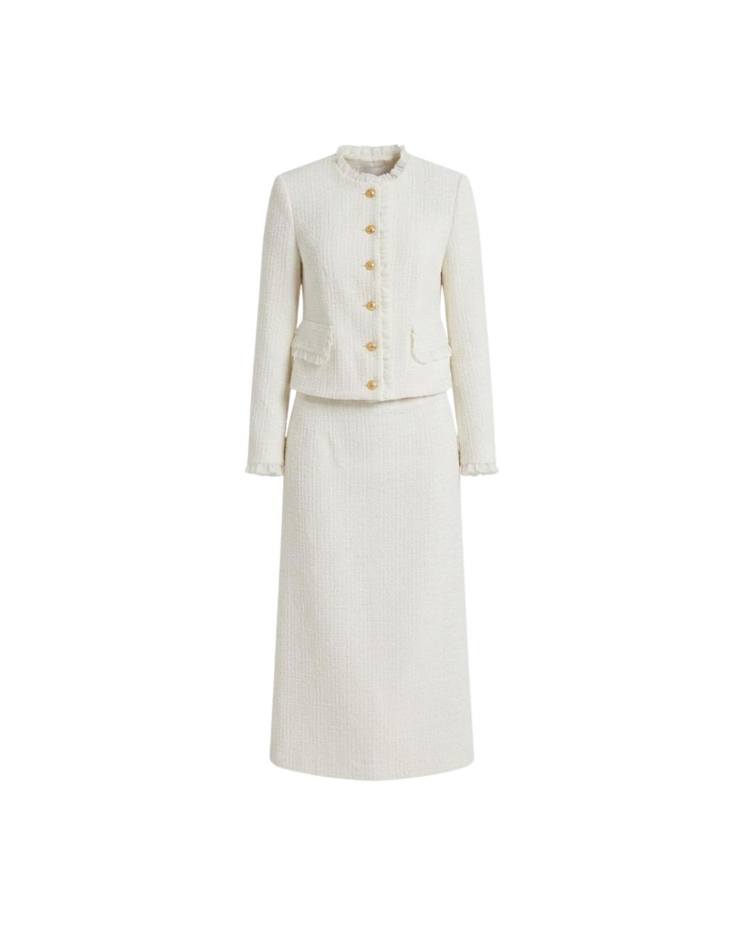 Georgette White Ivory Tweed Skirt Suit