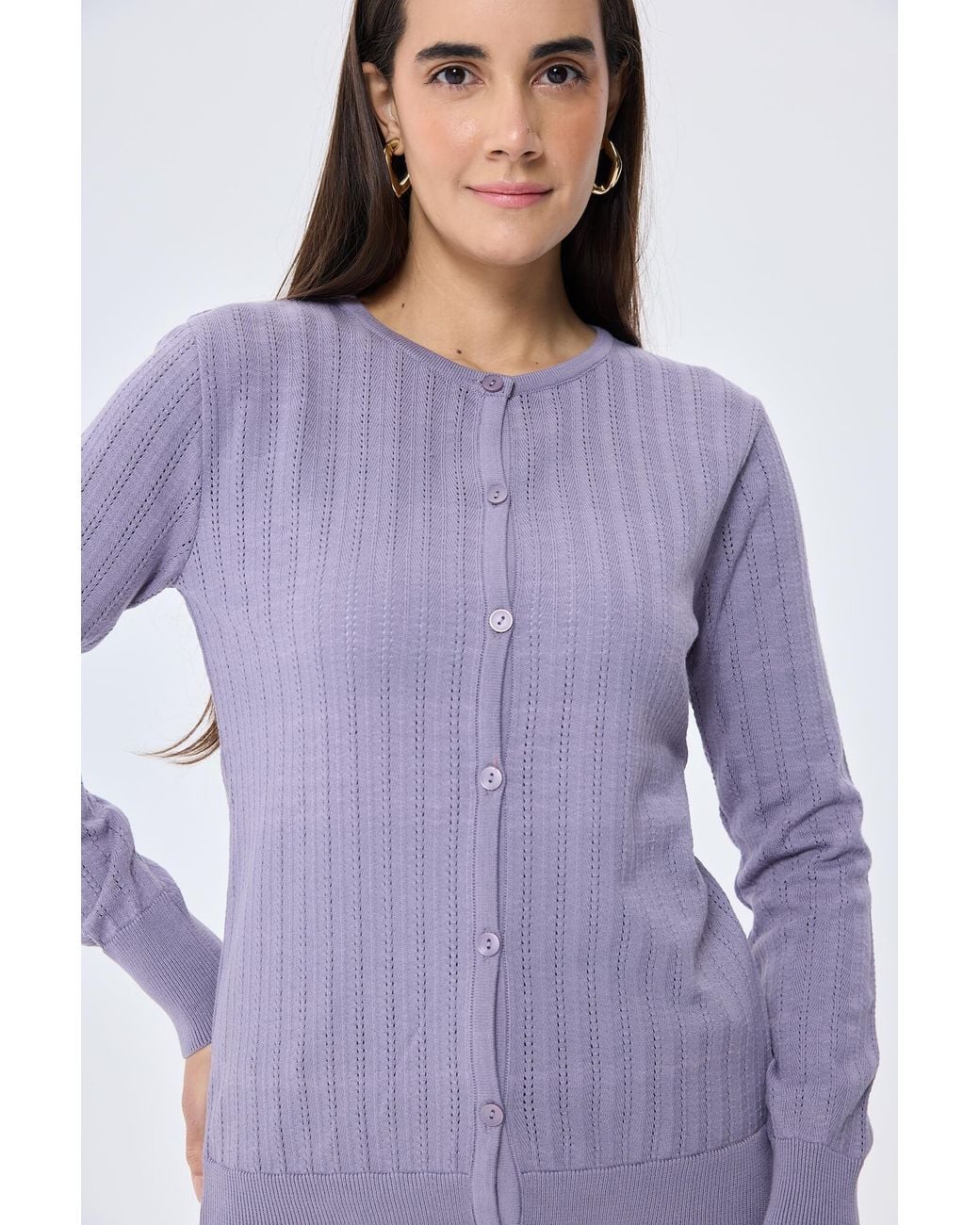Peraluna Purple Celine Openwork Knit Cardigan