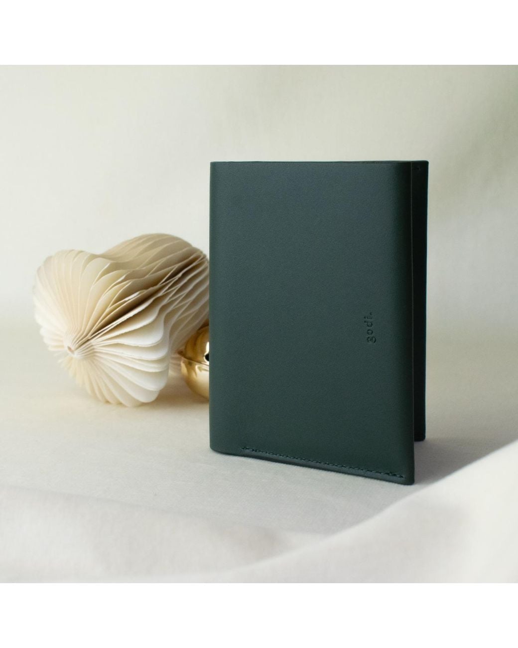 godi. Green Handmade Bifold Leather Wallet for men
