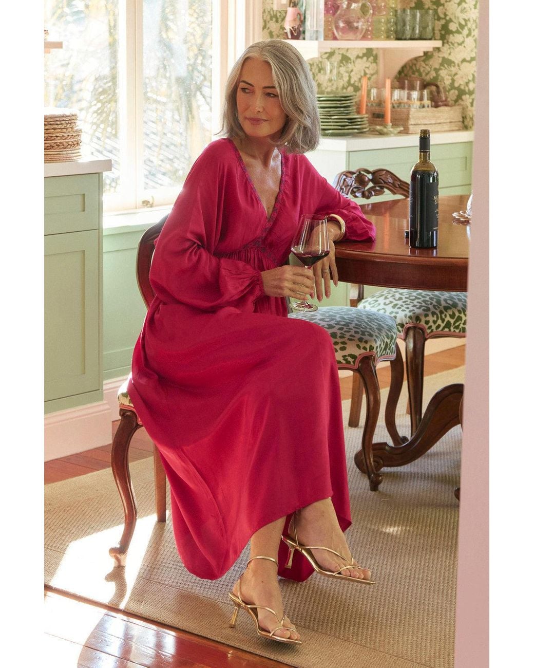 Adrift Clothing Red Margot Billow Dress