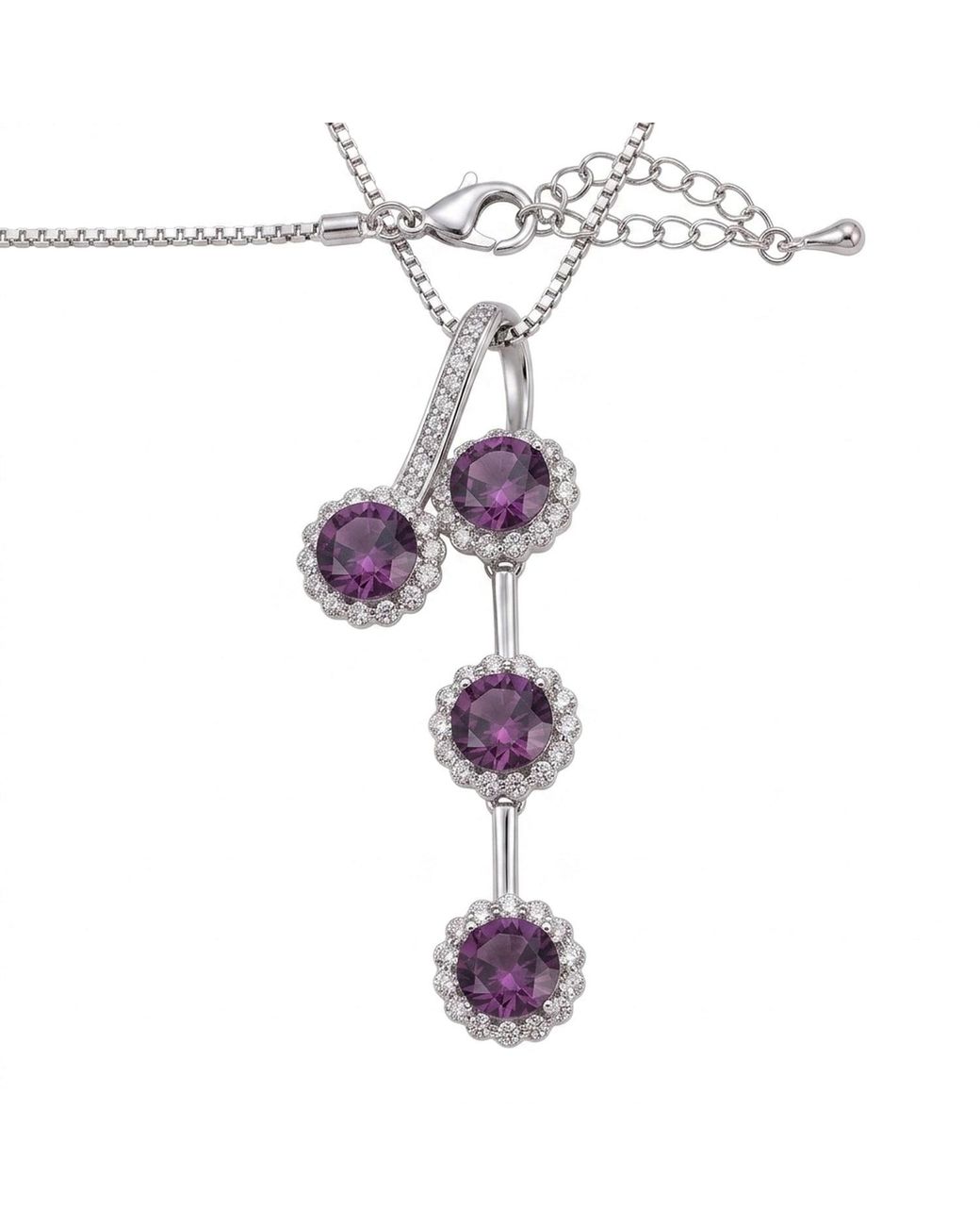 Modenaire Metallic Amethyst Sunflower Crystal Pendant Necklace