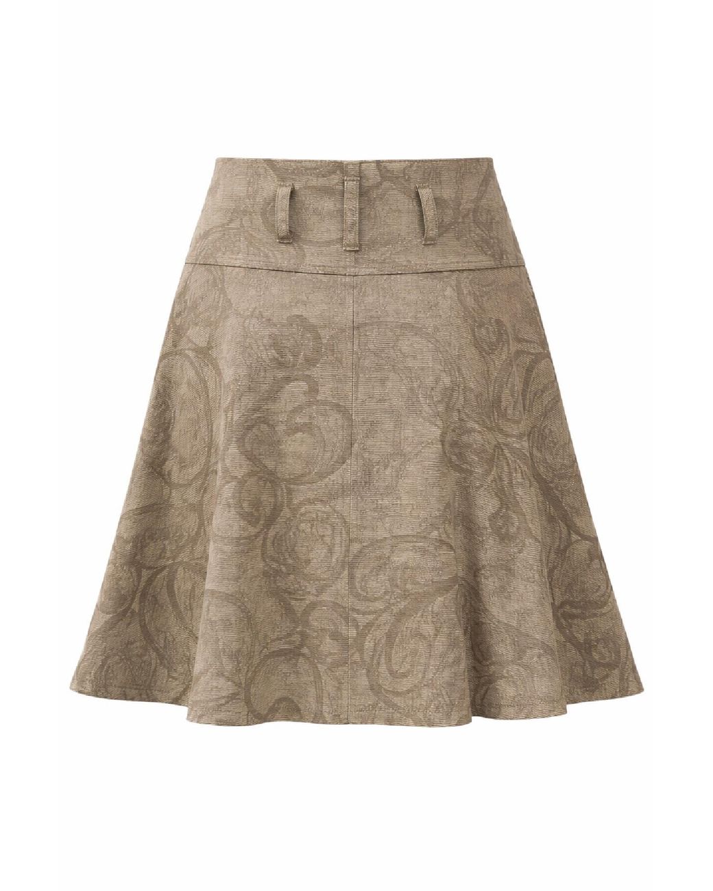 Conquista Natural Button-Front Jacquard Mini Skirt