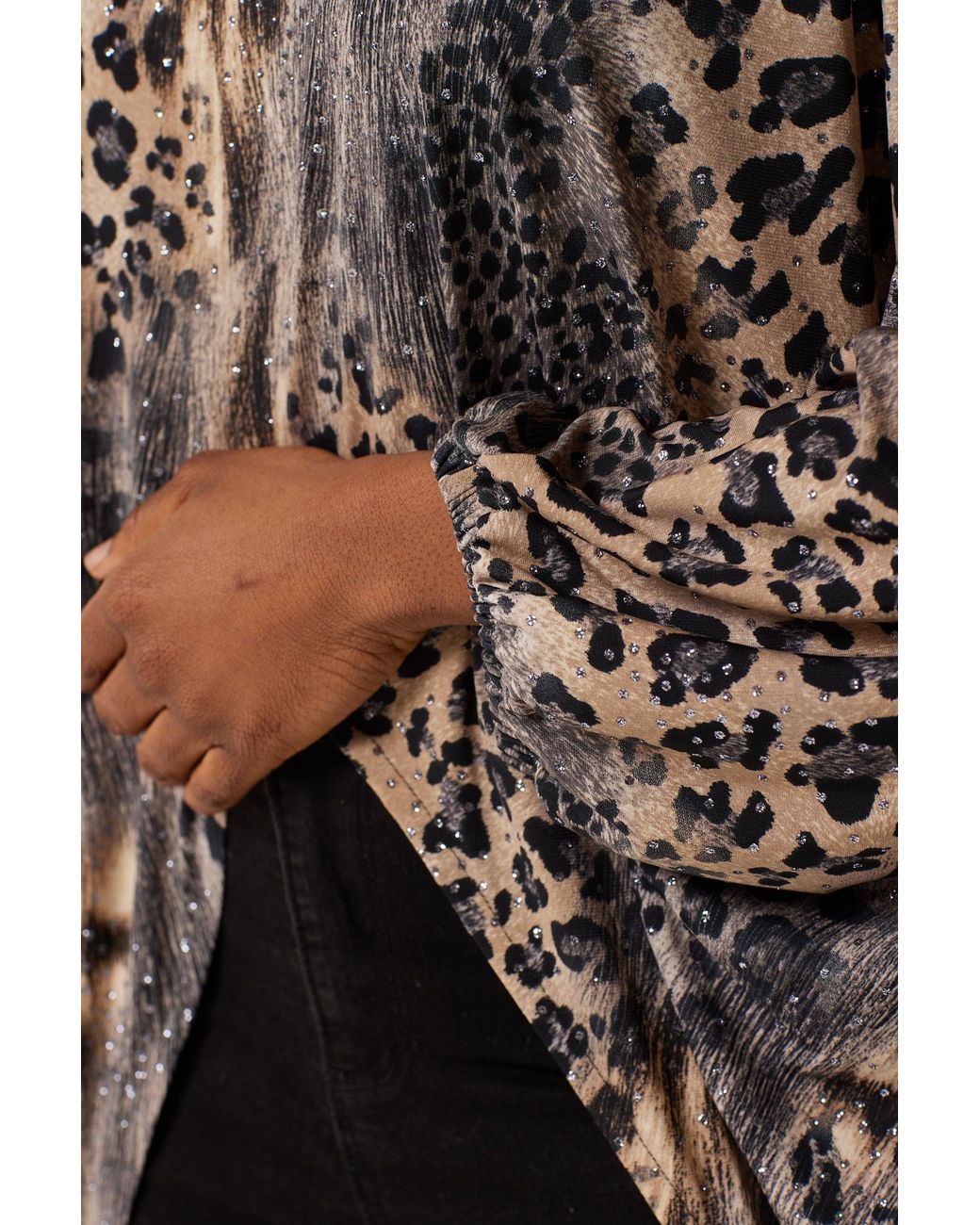 Lioness by Tf Gray Glitter Leopard Long Tunic