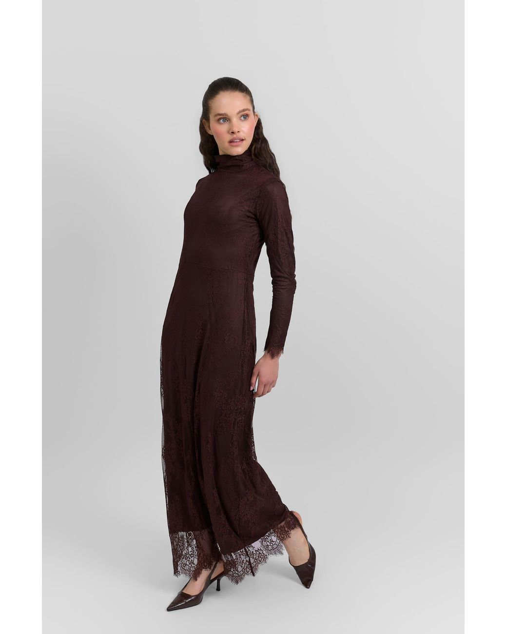 Rave on Trend Brown Lace Dress
