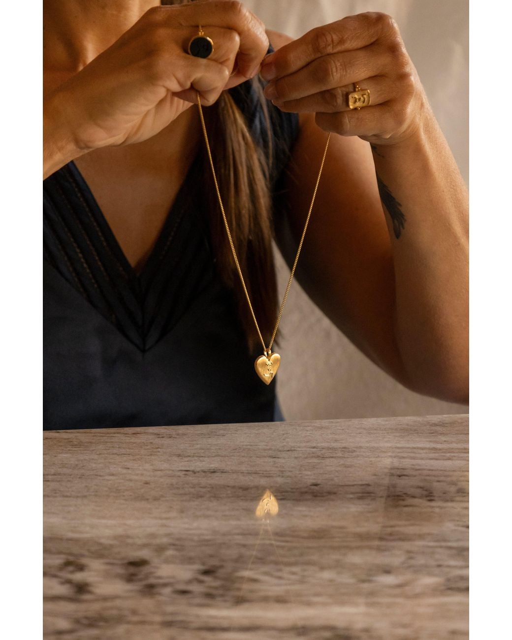 Claire Hill Designs Metallic Know Your Worth Heart Locket Necklace