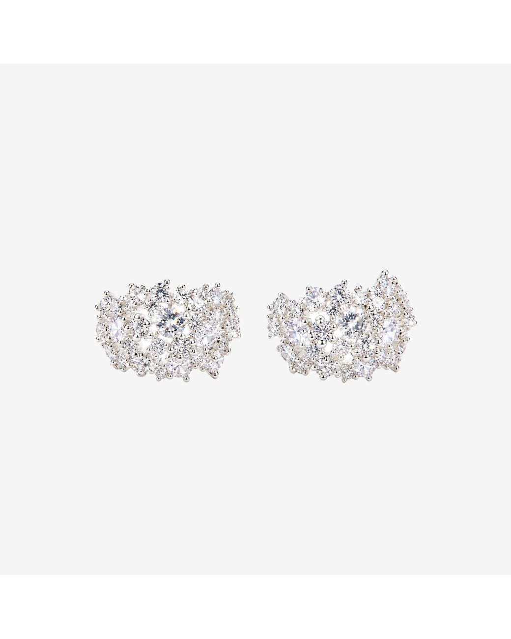 Uchi and Soto White Kinmokusei Floral & Stone Hoop Earrings