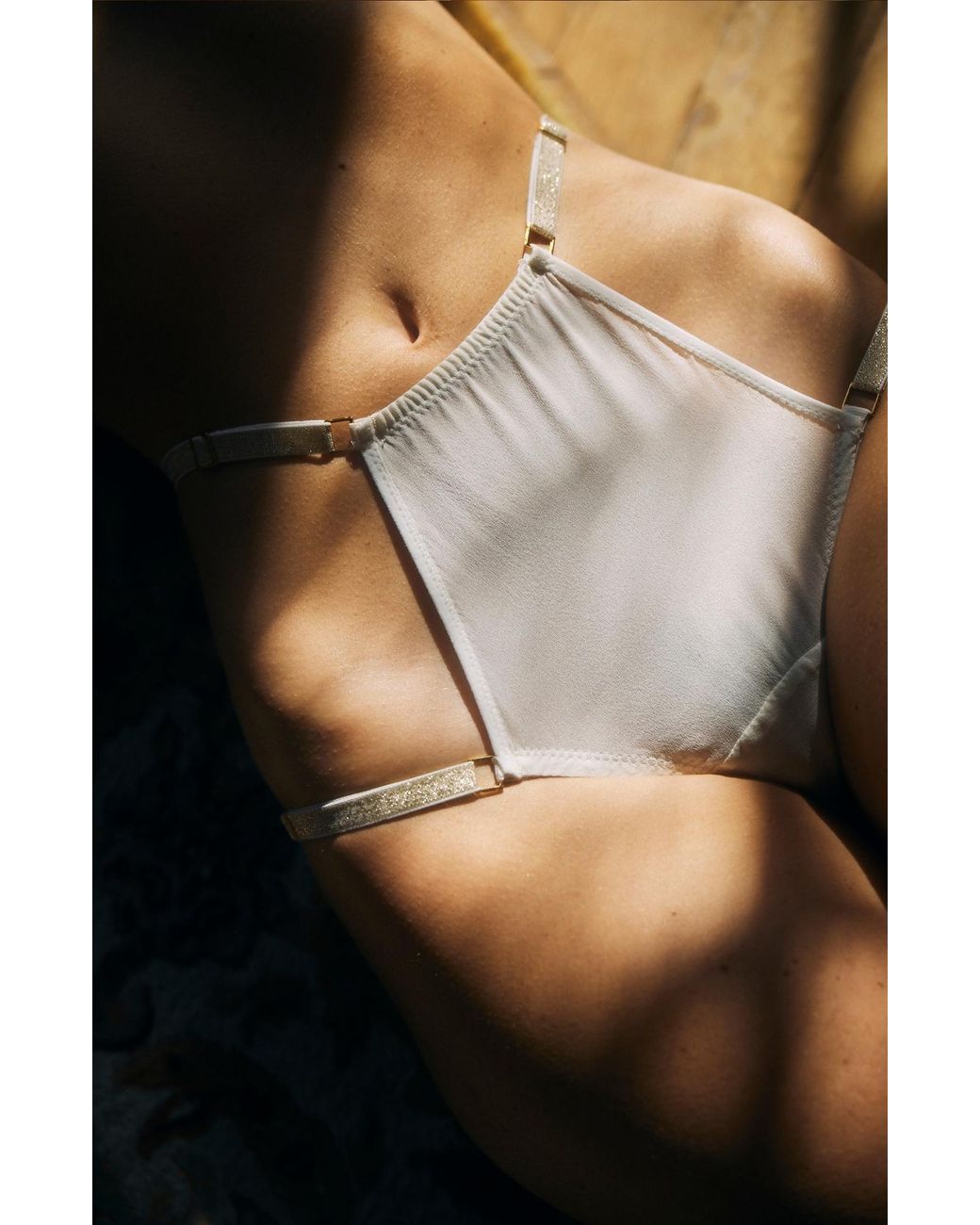 SAETA Paris White Neutrals High-Waist Silk Pantie