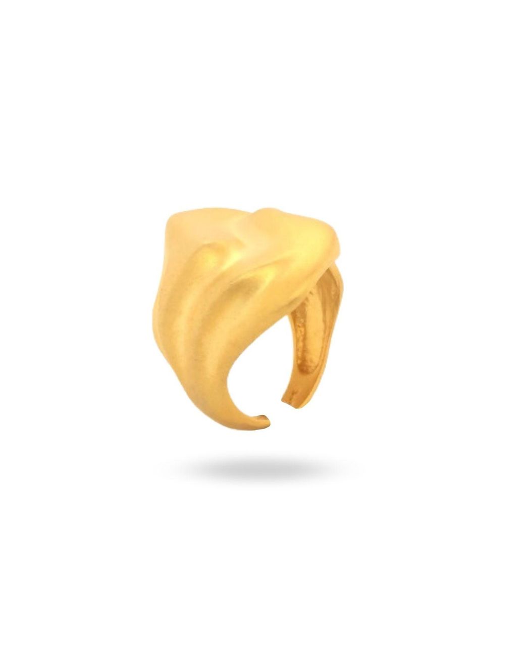 LINYA JEWELLERY Yellow Matte Hammered Big Ring