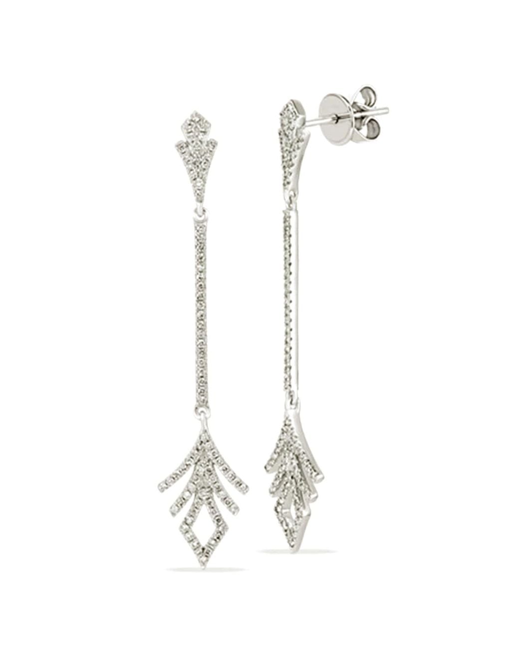 Artisan White 14K Diamond Long Drop Earrings