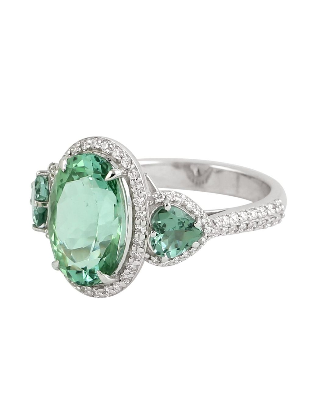 Artisan Green Tourmaline And Diamond Ring