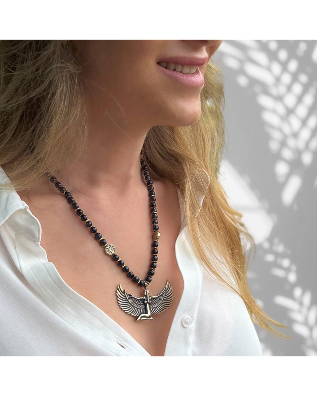 Ebru Jewelry Metallic Egyptian Goddess Isis Necklace