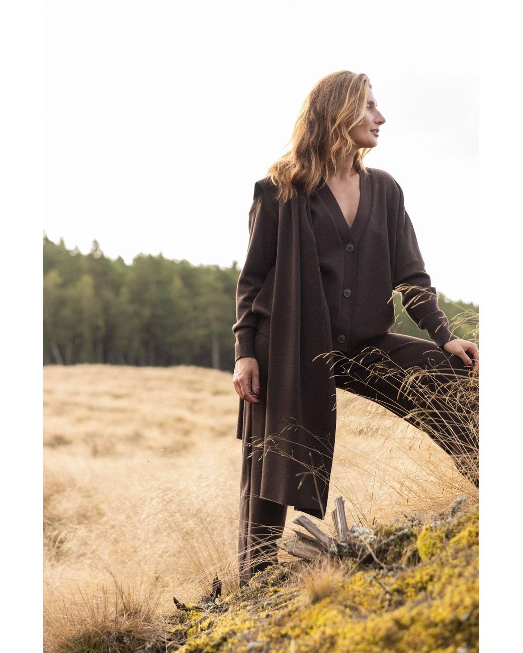 SALANIDA Brown Bene 100% Merino Cardigan Chocolate