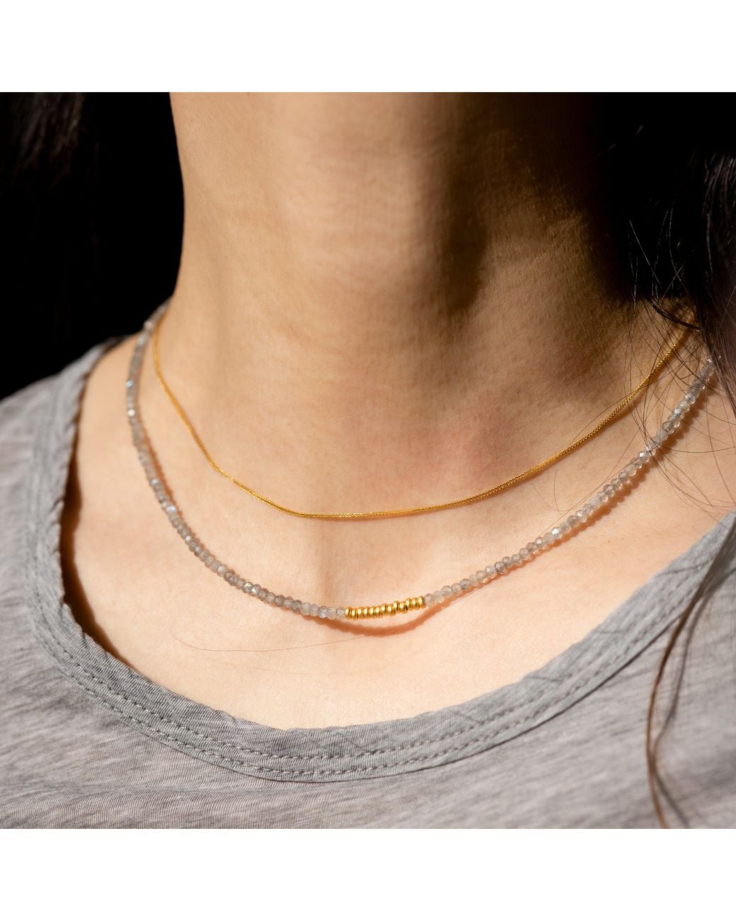 Bombyx House Metallic Tiny Labradorite Cluster Necklace