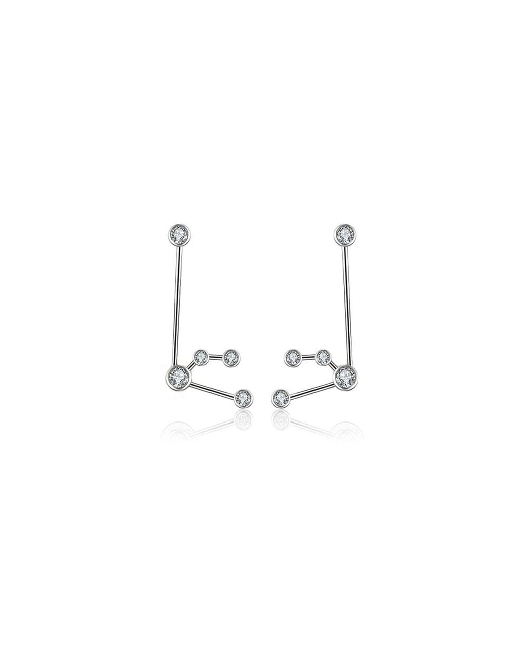 Genevieve Collection Metallic Aquarius Zodiac Constellation Earring 18K & Diamond