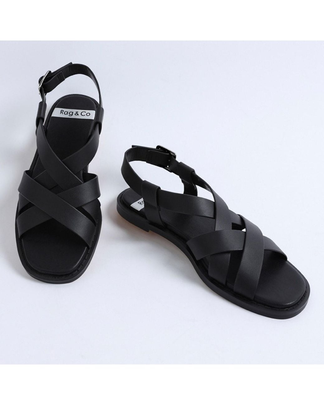 Rag & Co Blue Kapaka Real Leather Flat Gladiator Sandals