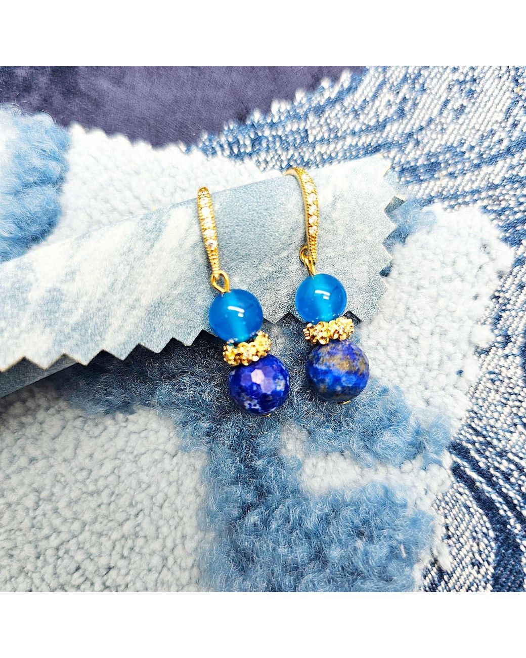 Farra Blue Lapis And Agate Earrings
