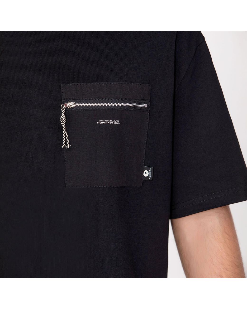 Smart and Joy Black Zipper On Pocket T-Shirt for men