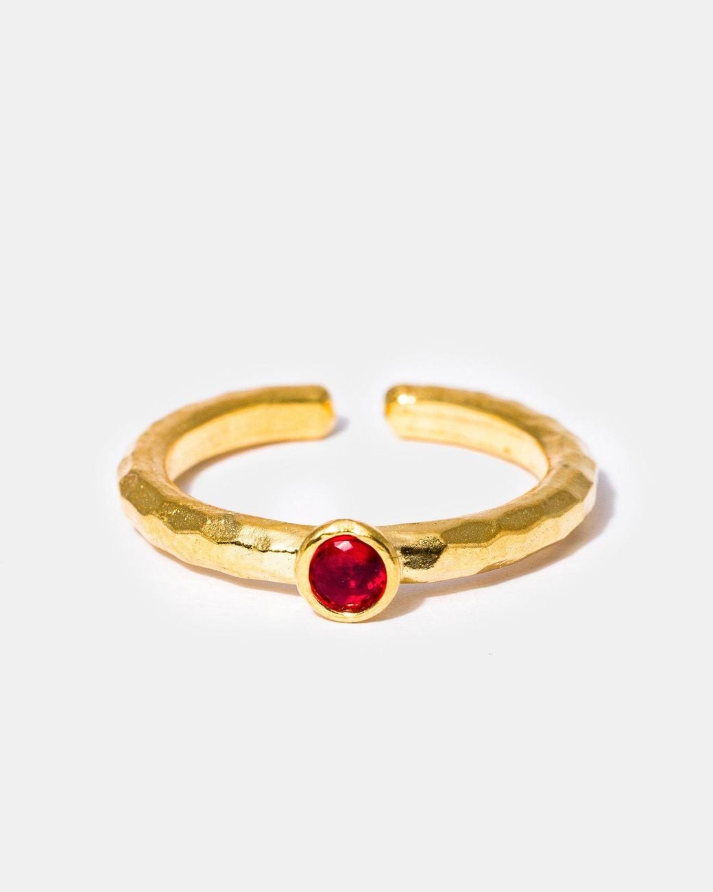 Kybele Studio Metallic Ruby Hammered Gemstone Ring
