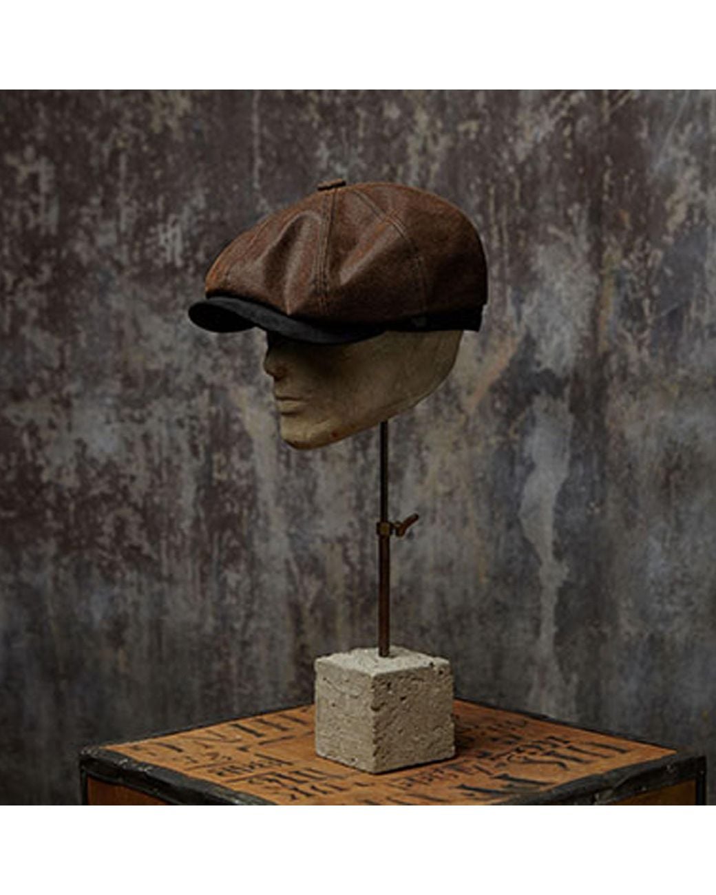 Dasmarca Hats Brown Oliver Rust Leather Bakerboy Newsboy Peaky Cap For for men